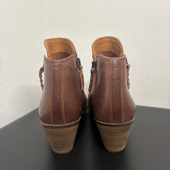 Frye Judith Double Zip Ankle Leather Booties Women's Size 9M Wheat Brown Wetsern - Picture 3 of 11